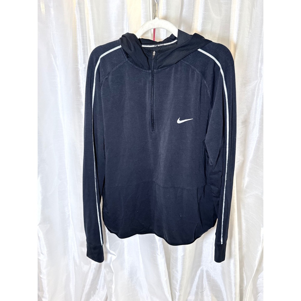 Nike Dri-FIT Half Zip Hoodie Mens XL Black Reflective Piping Running Pullover